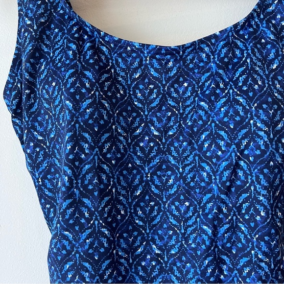 L.L. Bean Blue One-Piece Swimsuit women’s Size 8 Retro Floral Print, Scoop Back - Picture 2 of 9